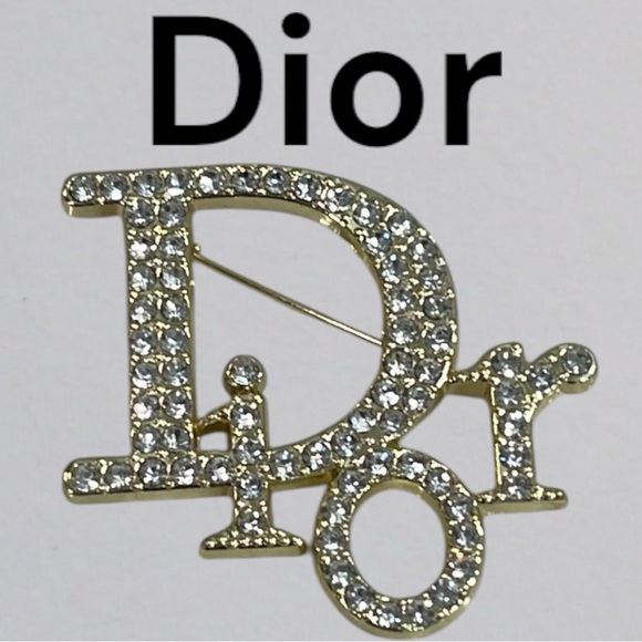 Dior Clear Rhinestone Gold Tone Metal Brooch - Picture 1 of 5
